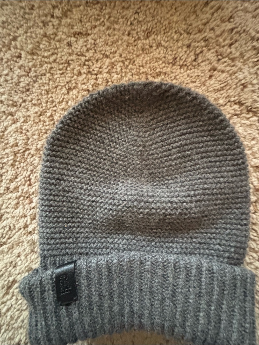 Hermes Gray Cashmere Beanie Hat with Leather Accents Men's Small - Picture 6 of 8